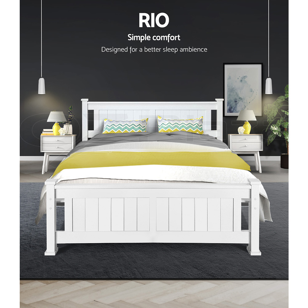 Artiss Bed Frame Queen Double King Single Size Wooden Timber Mattress Base - Picture 24 of 66