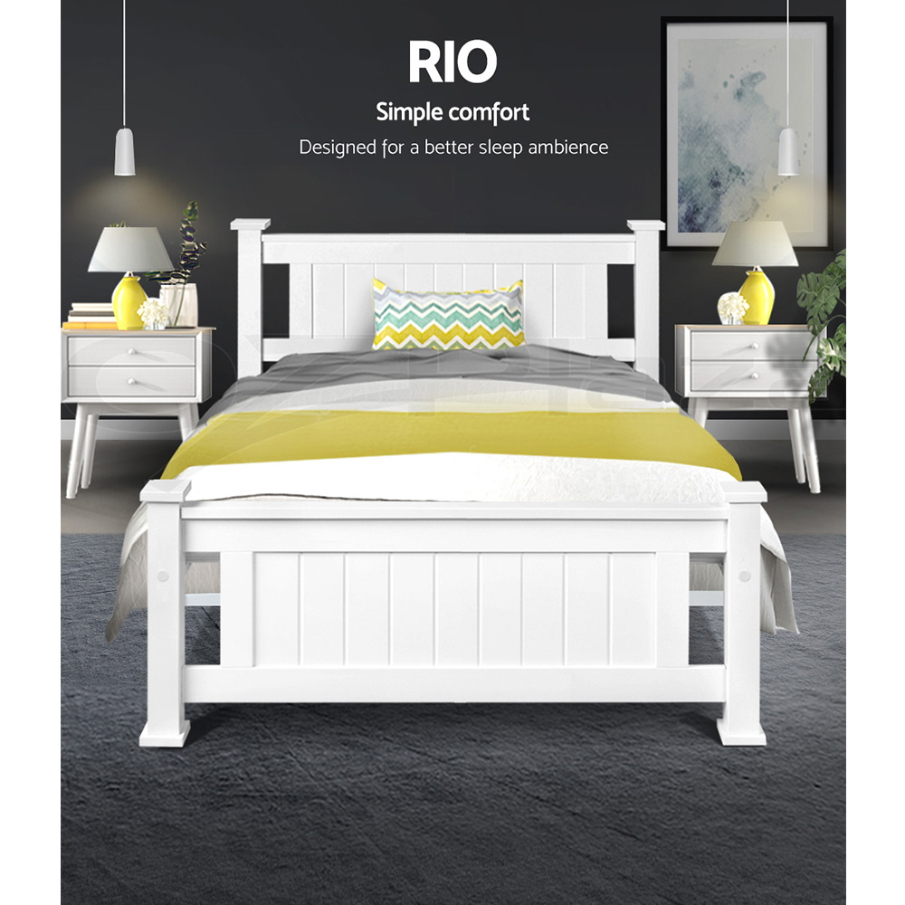 Artiss Bed Frame Queen Double King Single Size Wooden Timber Mattress Base - Picture 35 of 66