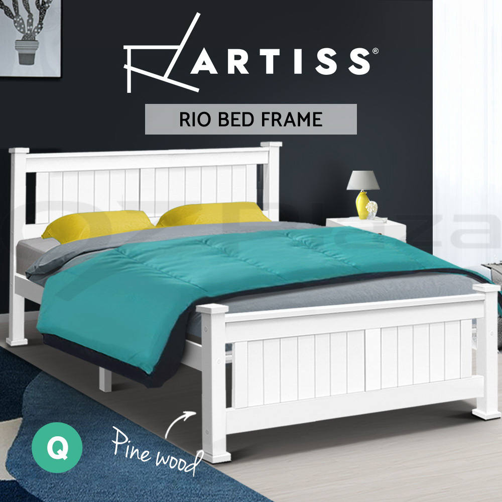 Artiss Bed Frame Queen Double King Single Size Wooden Timber Mattress Base - Picture 45 of 66