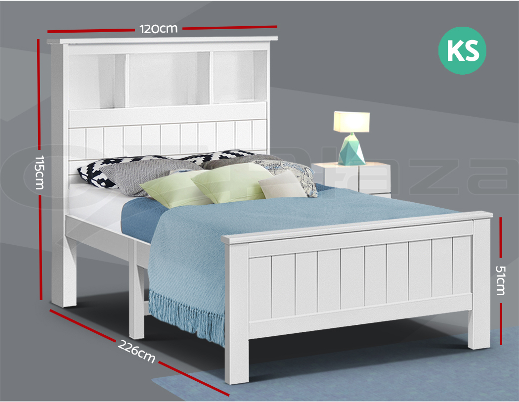 Artiss Bed Frame King Single Wooden Timber Bookshelf Mattress Kids 9350062191354 eBay
