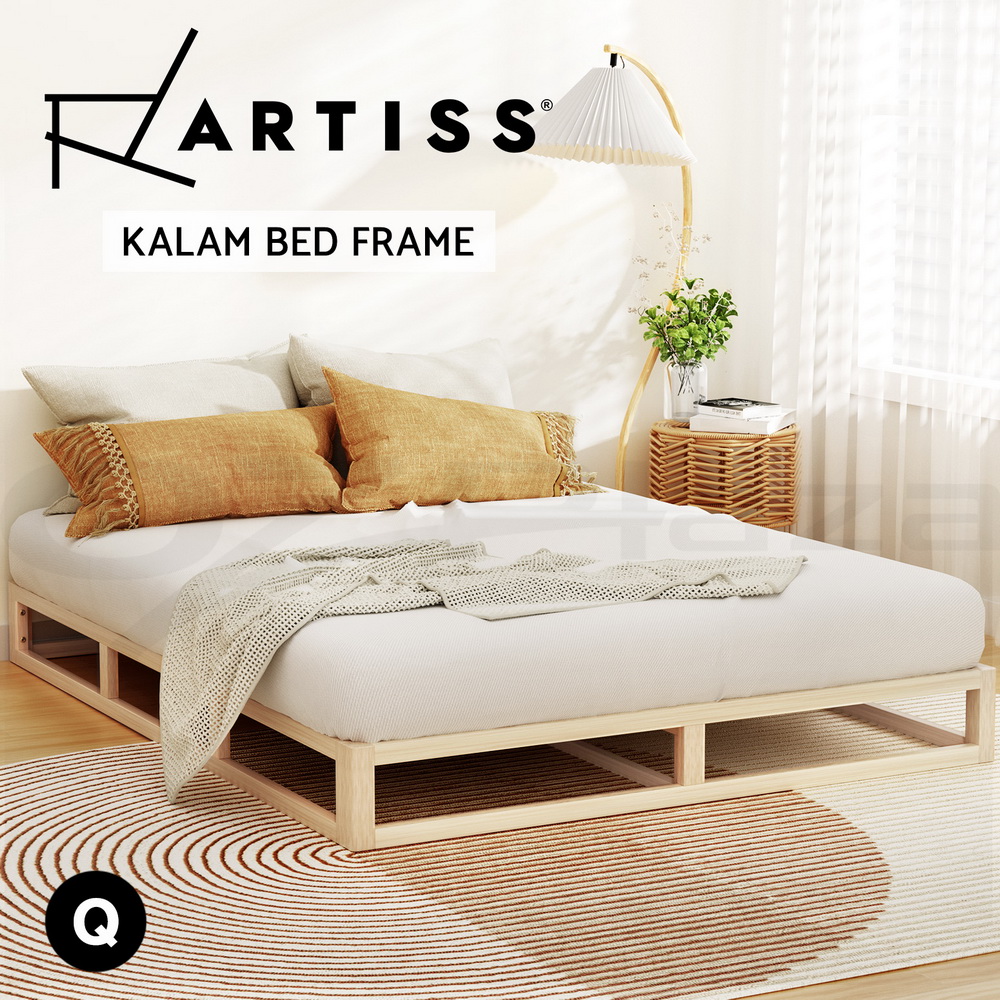 Artiss Bed Frame Queen King Size Wooden Bed Base KALAM - Picture 9 of 12