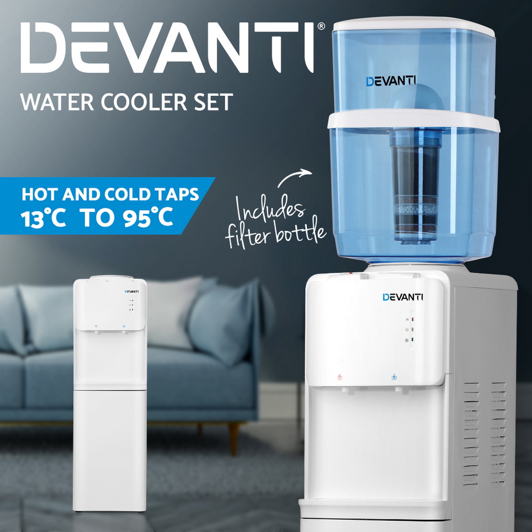 Devanti Water Cooler Dispenser Stand Hot Cold Taps Filter Water