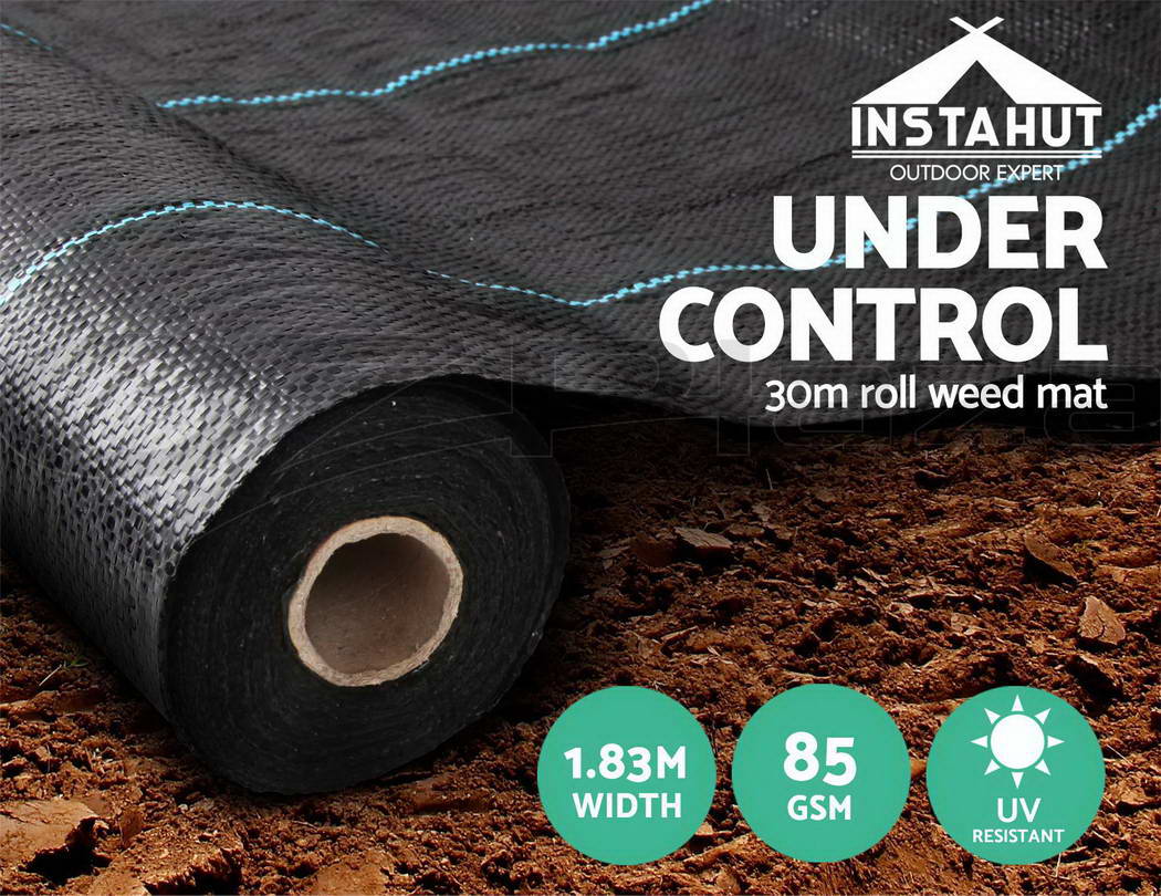 Instahut 1.83x 30m Weed Mat Matting Control Weedmat Woven Fabric Plant