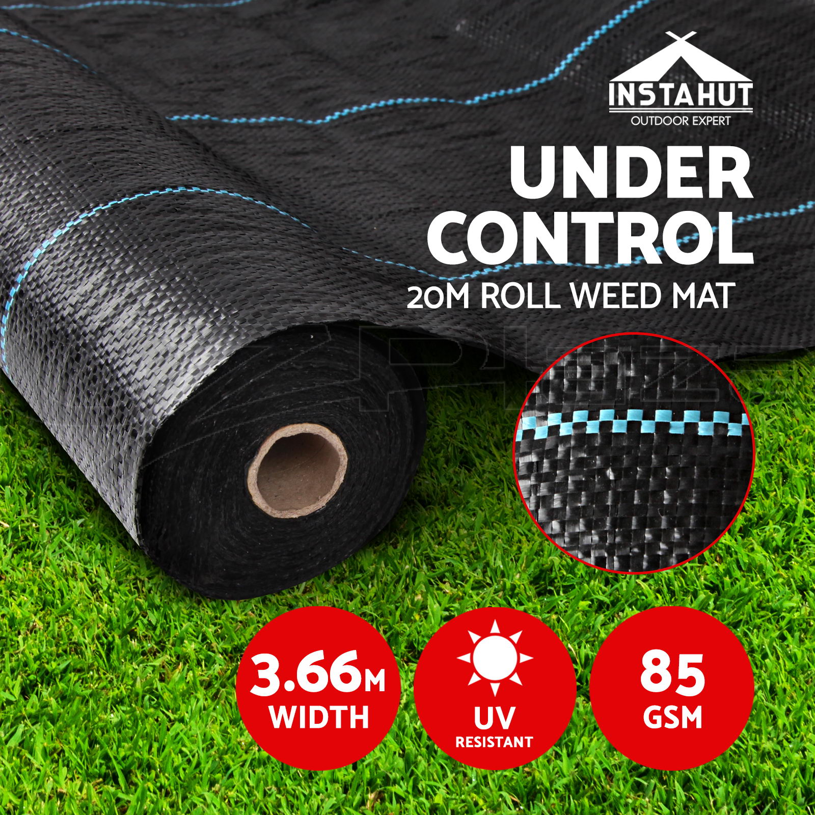 3.66m Weedmat Weed Control Mat Woven Fabric Gardening Plant 30m/50m