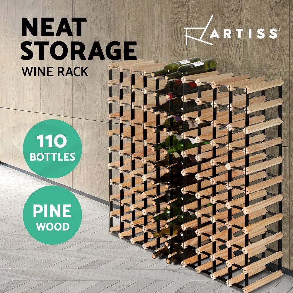 Artiss 12 20 42 72 110 120 Bottle Timber Red Wine Rack Wooden Storage Cellar - Picture 11 of 22