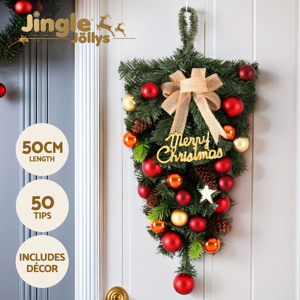 Jingle Jollys Christmas Wreath Garland Xmas Ornaments Party Decorations - Picture 11 of 16