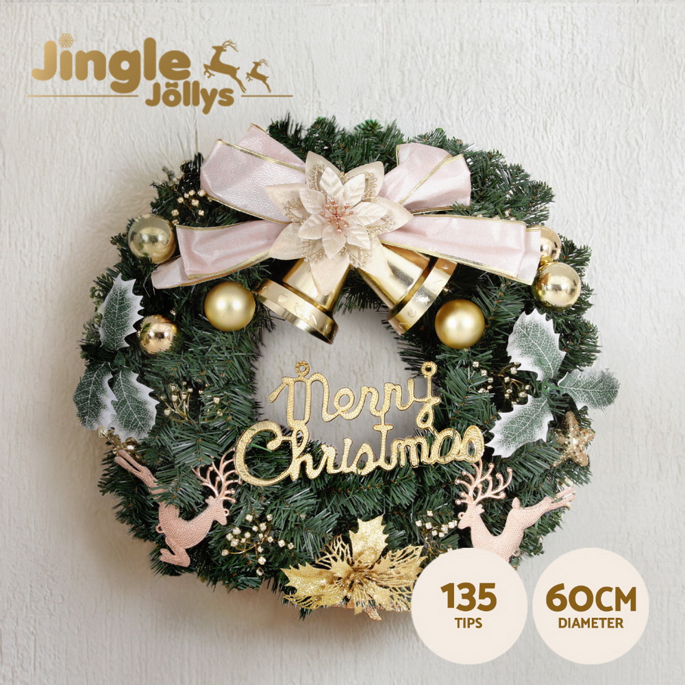 Jingle Jollys Christmas Wreath Garland Xmas Ornaments Party Decorations - Picture 16 of 16