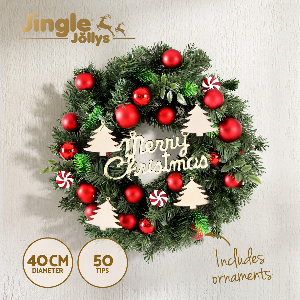 Jingle Jollys Christmas Wreath Garland Xmas Ornaments Party Decorations - Picture 9 of 16