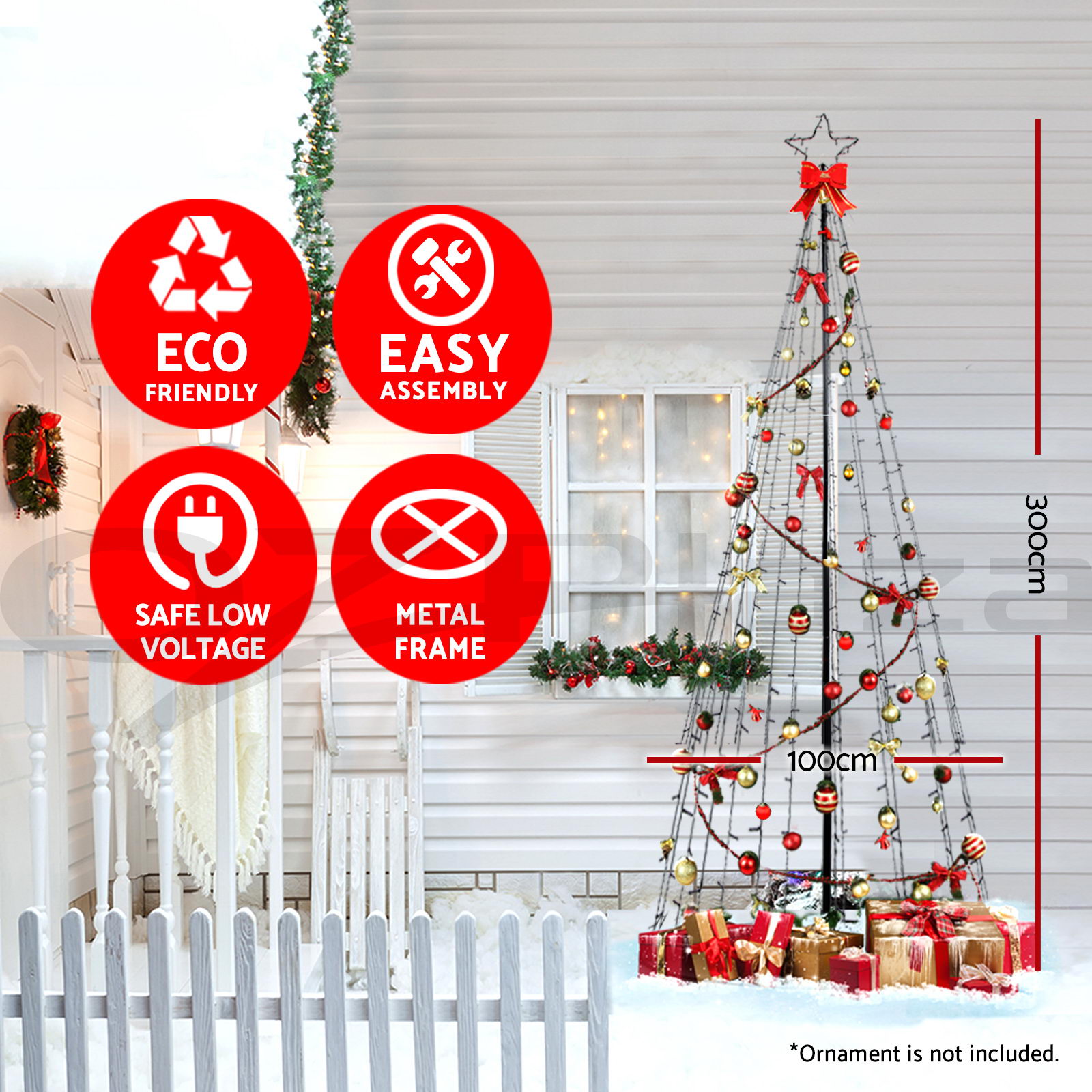 New 330pc LED 3m Giant Christmas Tree Flashing MultiColour Xmas Light Display eBay